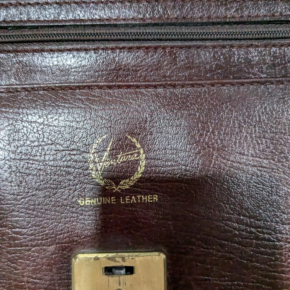 Vintage Venture Chocolate Brown Leather Document Brief Case Portfolio